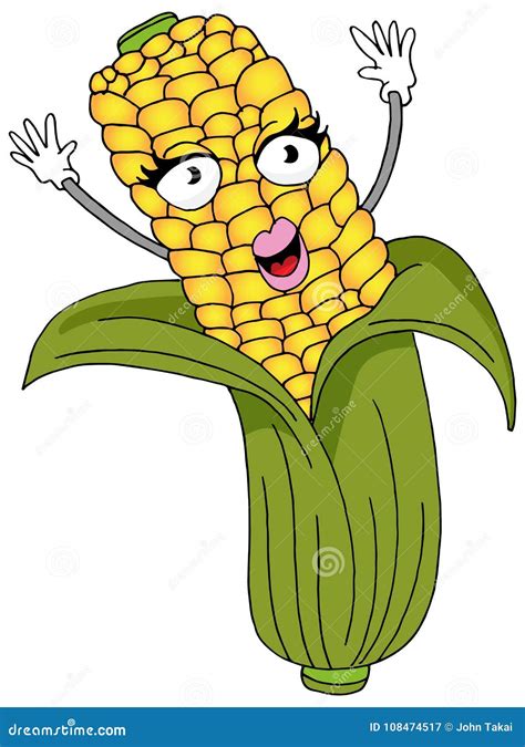 Girl Corn Cob Cartoon Character Stock Vector - Illustration of ...