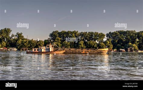 Belgrade Serbia A Tugboat PARAGOVO Pushes Barge Along The Sava River