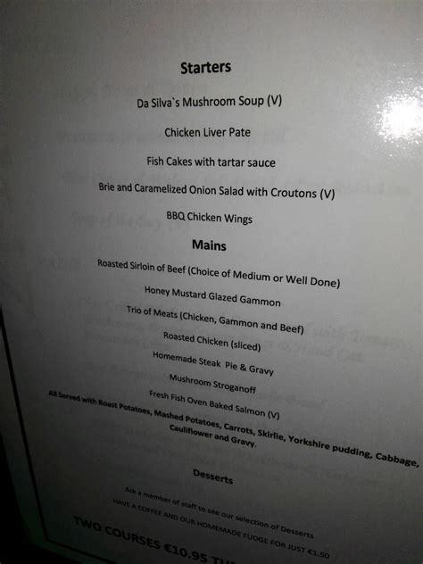 Menu at Da Silva's Restaurant Quesada, Quesada