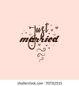 Just Married Lettering Logo Small Hearts Stock Vector (Royalty Free ...