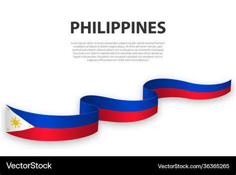 Waving Ribbon Or Banner With Flag Philippines Vector Image