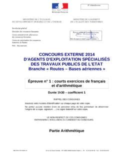 CONCOURS EXTERNE 2014 D AGENTS D EXPLOITATION Concours Externe 2014