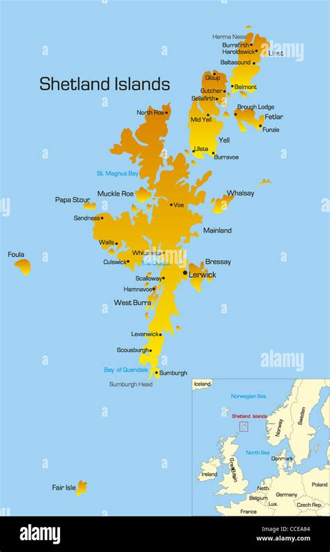 Vector color map of Shetland Islands Stock Photo - Alamy