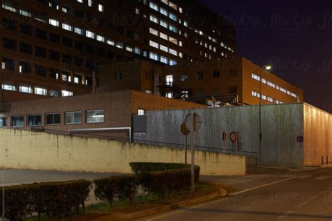 "Hospital Building At Night" by Stocksy Contributor "Miquel Llonch ...