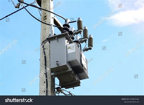 Power Transformer Installed On Electric Pole Stock Photo 2246975361 ...