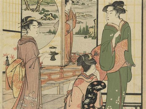 Beautiful Women At A Yashiki Yashiki Ni Tetsu Bijin Ukiyo E