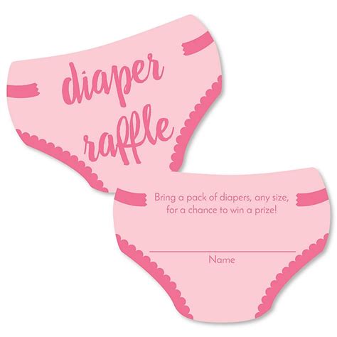 Baby Girl Diaper Shaped Raffle Ticket Inserts Pink Baby Shower