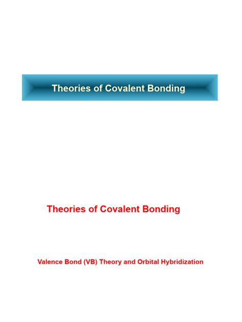 Valence Bond Theory | PDF | Chemical Bond | Molecular Orbital