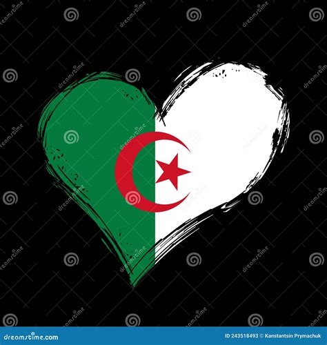 Algerian Flag Heart Shaped Grunge Background Vector Illustration