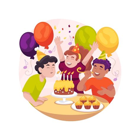 Cantando Feliz Cumpleaños Ilustración Vectorial De Dibujos Animados