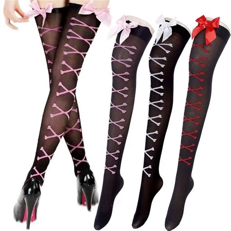 Fashion Women Top Bow Bowknot Over Knee Thigh High Long Lace Stockings