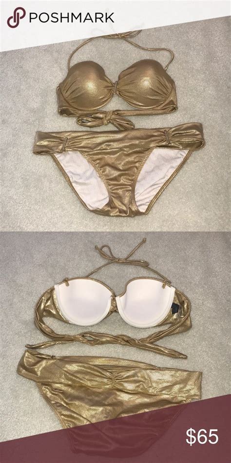 Victoria Secret Bikini Set Perfect Gold Color Lightly Worn Good