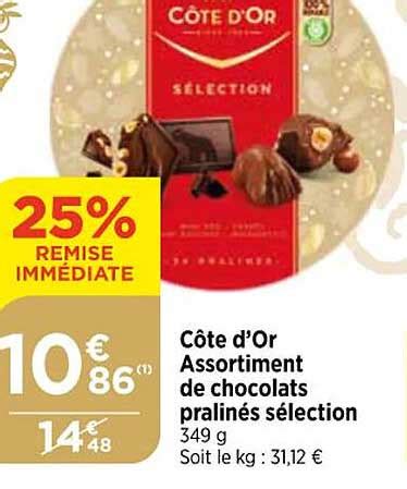 Promo Côte D or Assortiment De Chocolats Pralinés Sélection chez Bi1