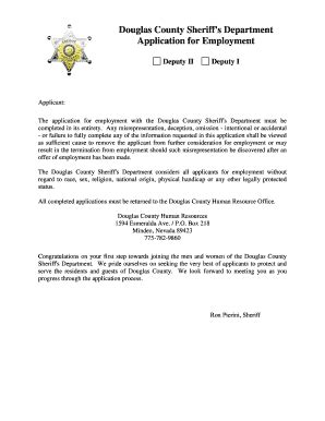 Fillable Online Douglascountynv Douglas County Sheriffs Department