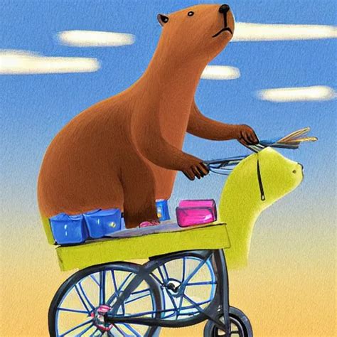 Capybara Riding A Tricycle Digital Art Stable Diffusion Openart