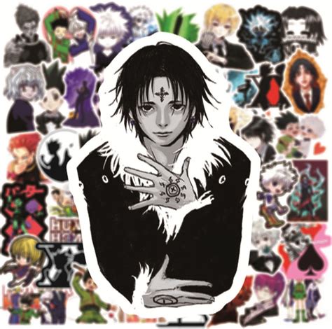 50pcs Pack Cool Hunter X Hunter Anime Stickers Waterproof Diy Laptop Skateboard Luggage Cartoon