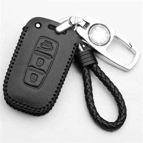 Car Key Case Leather Cover Metal Keychain For KIA Sportage Sorento