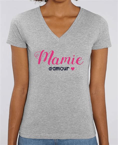 Tee Shirt Femme Col V Stella Evoker Mamie D Amour Coton Bio Tunetoo