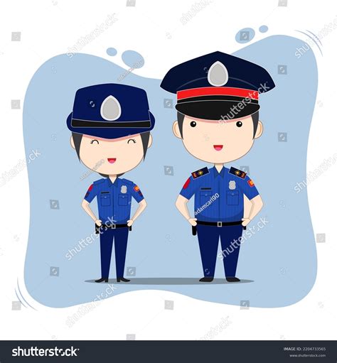 Cute Philippines National Police Cartoon Vector Stock Vector Royalty