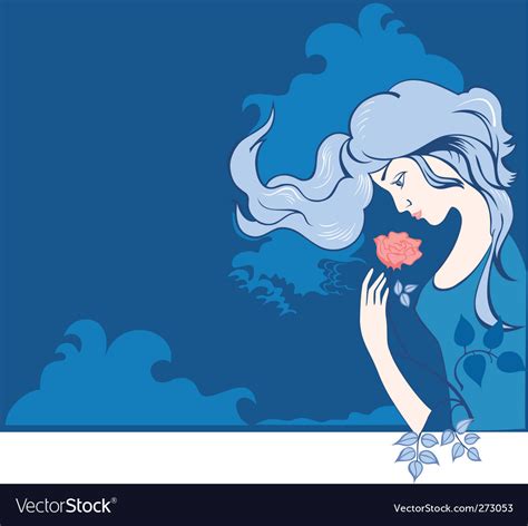 Girl In Blue Dress Royalty Free Vector Image Vectorstock