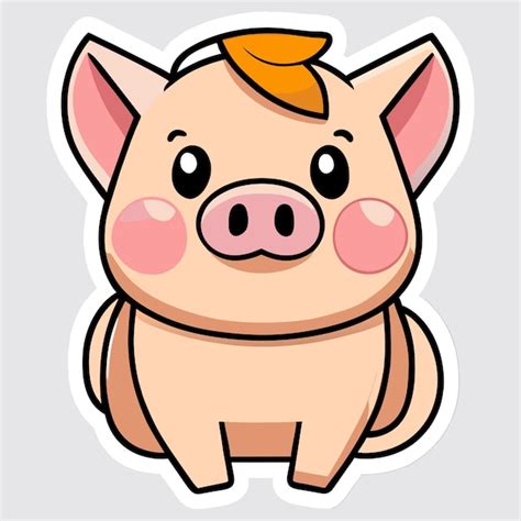 Premium Vector Cute Pig Hand Drawn Flat Stylish Cartoon Sticker Icon