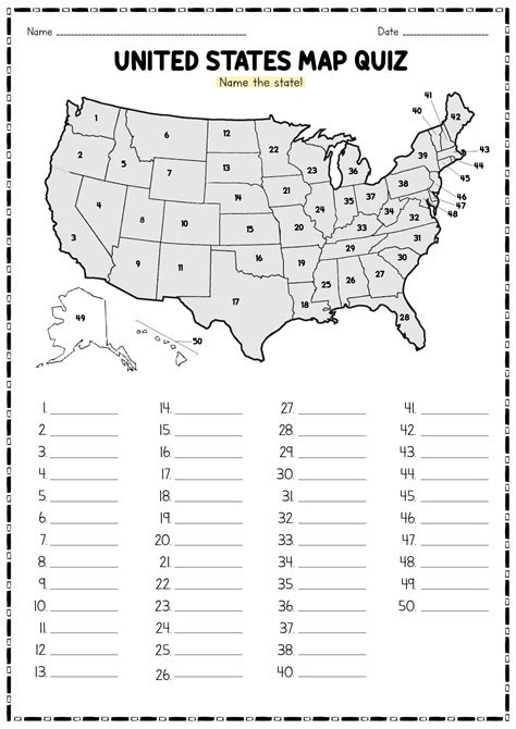 Us States Printable Worksheets