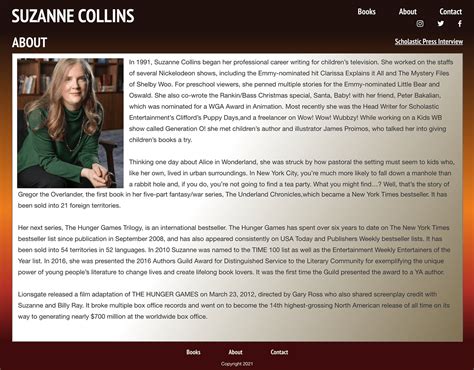 Suzanne Collins' Website Redesign on Behance