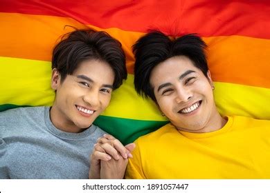 Happy Asian Homosexual Gay Couple Standing Stock Photo Shutterstock
