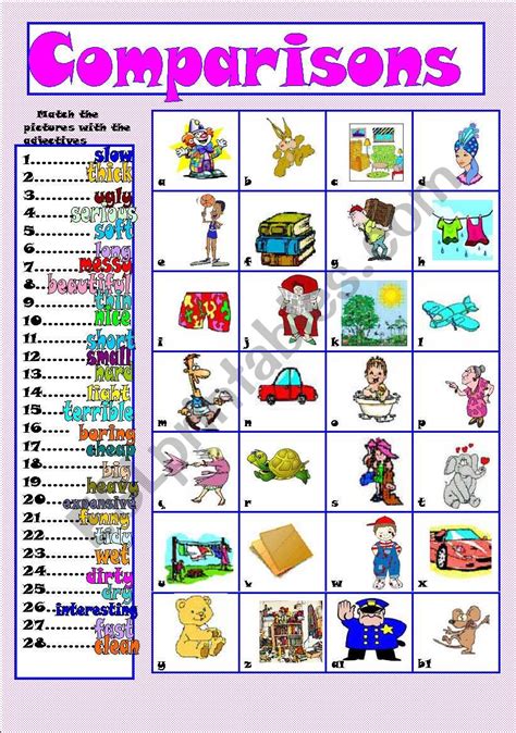 Degree Of Comparison Worksheet