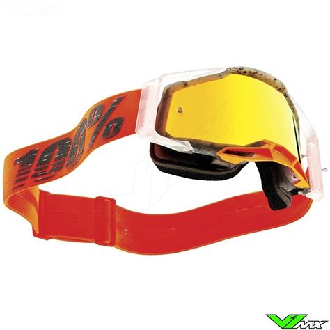 100 Racecraft 2 Schrute Motocross Goggles Red Mirror Lens