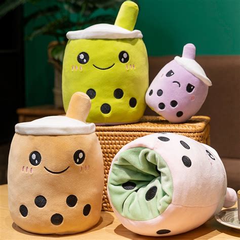 Cm Cm Two Sided Reversible Secret Pouch Boba Plushie Bubble Tea