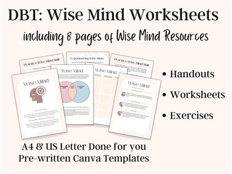 Dbt Wise Mind Worksheets Dbt Skills Therapy Worksheets Wise Mind