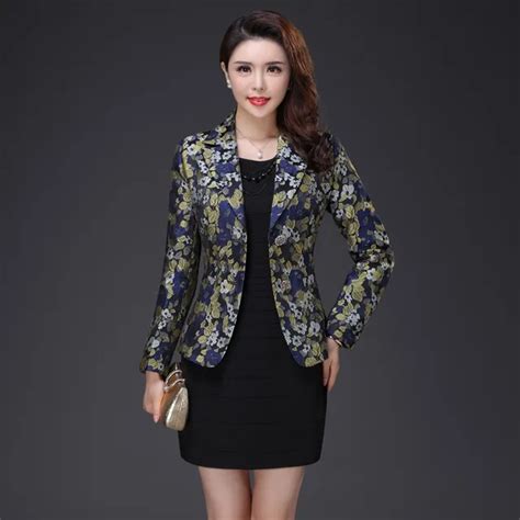 2018 New Autumn Jacket Blazers Women Plus Size Small Suit Jacquard Blazer Tops Femenino Ladies