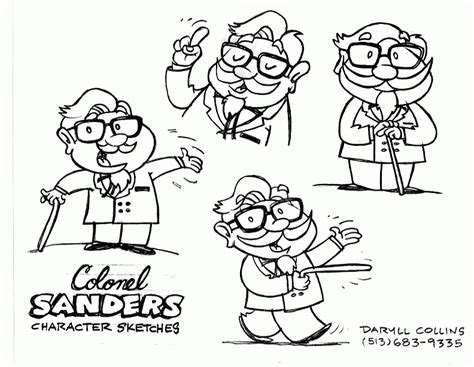 Colonel Sanders Kfc Cartoon Coloring Nation