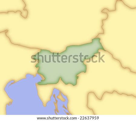 Map Of Slovenia, With Borders Of Surrounding Countries. Stock Photo 22637959 : Shutterstock