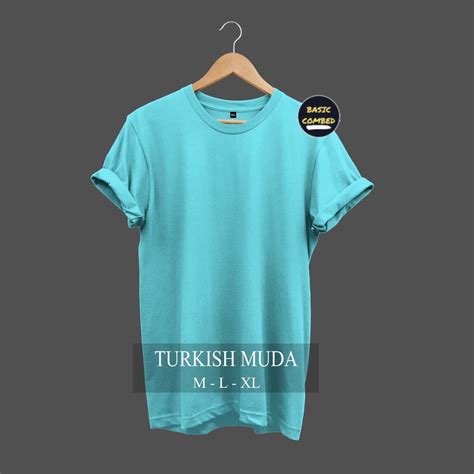 Jual Kaos Polos Turkis Muda Cotton Combed S Shopee Indonesia