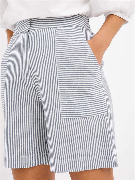 Jd Williams Jd Williams Blue Striped Knee Length Linen Shorts