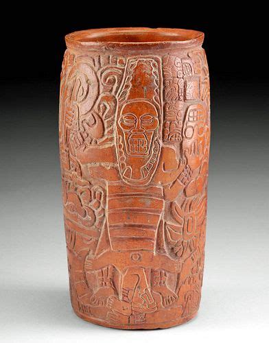 Fine Maya Plumbate Pottery Vessel W Death Scene Tld Sold At Auction