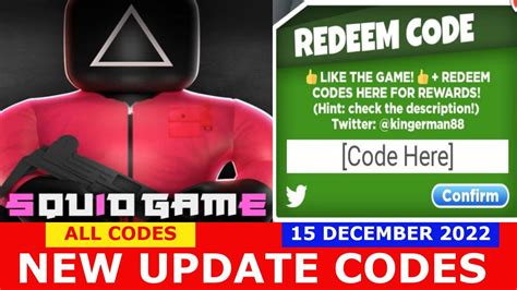 New Update Codes Squid Game Roblox All Codes December