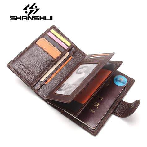 Shanshui Passport Cover Men Wallets Genuine Leather Card Holder Clutch