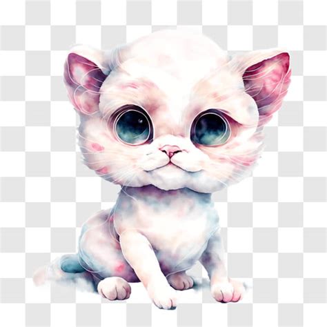 Download Cute White Cat With Blue Eyes Digital Artwork Png Online Creative Fabrica