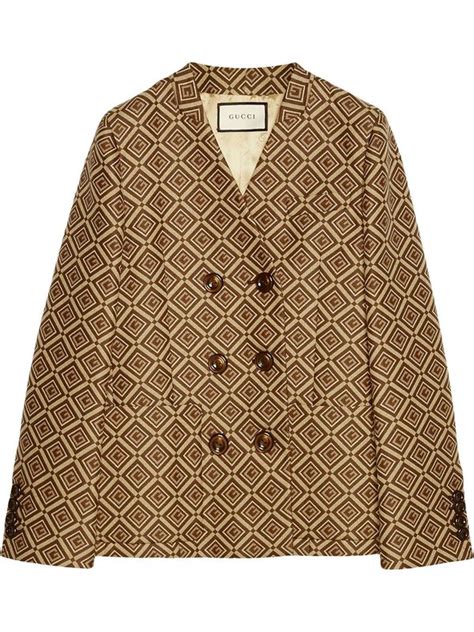 Gucci Gg Damier Jacquard Jacket Neutrals Editorialist