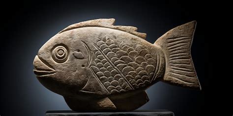 Premium Photo | A Stone Fish Made in an Ancient Style with Inscriptions