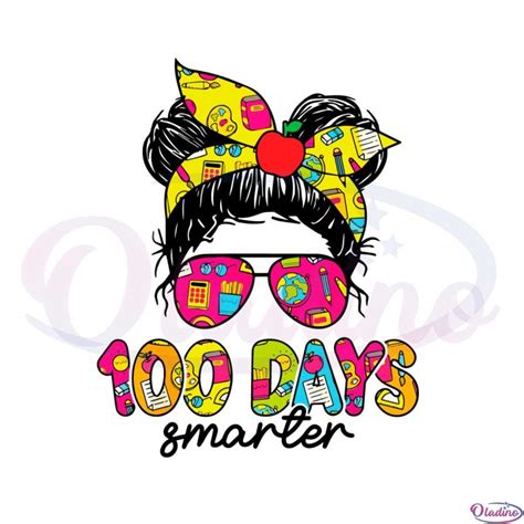 100 Days Smarter Bun Hair Svg Files Silhouette Diy Craft Oladino