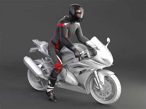 Biker Sport Motorcycle Rider 3d Model 199 3ds C4d Fbx Lwo Max