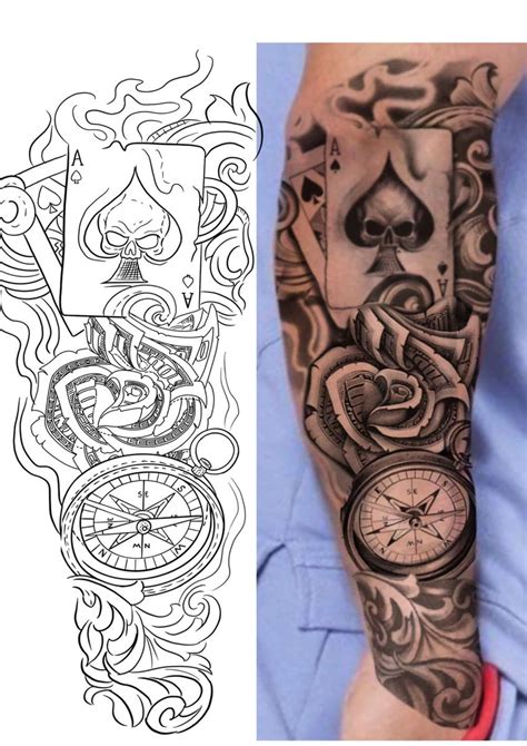 A Man With Tattoos On His Arm Next To An Image Of A Clock