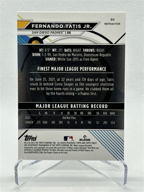 2023 Topps Finest Refractor 50 Fernando Tatís Jr for sale online eBay