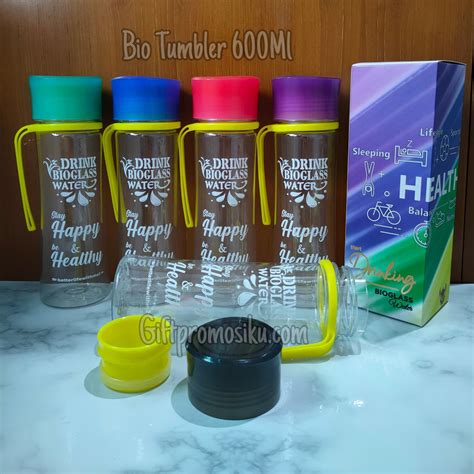 Jual Tumbler Biomini Free Box Logo Stay Happy Botol Bioglass Mini