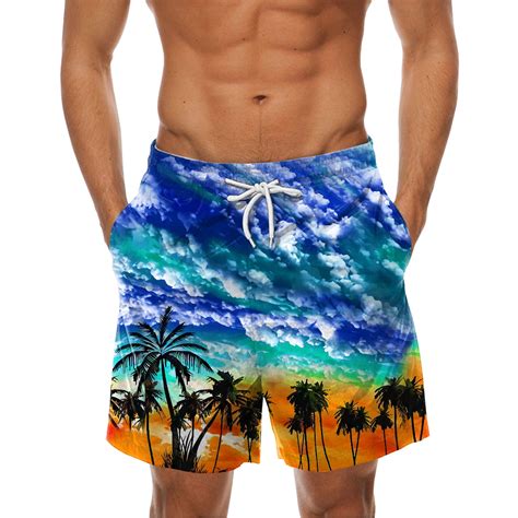 CHANGMOO Swim - Print Beach Elastic Waist Loose Jorts Menbig Mens Swim ...