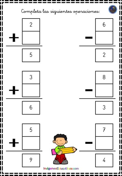 Completar Sencillas Sumas Y Restas Imagenes Educativas
